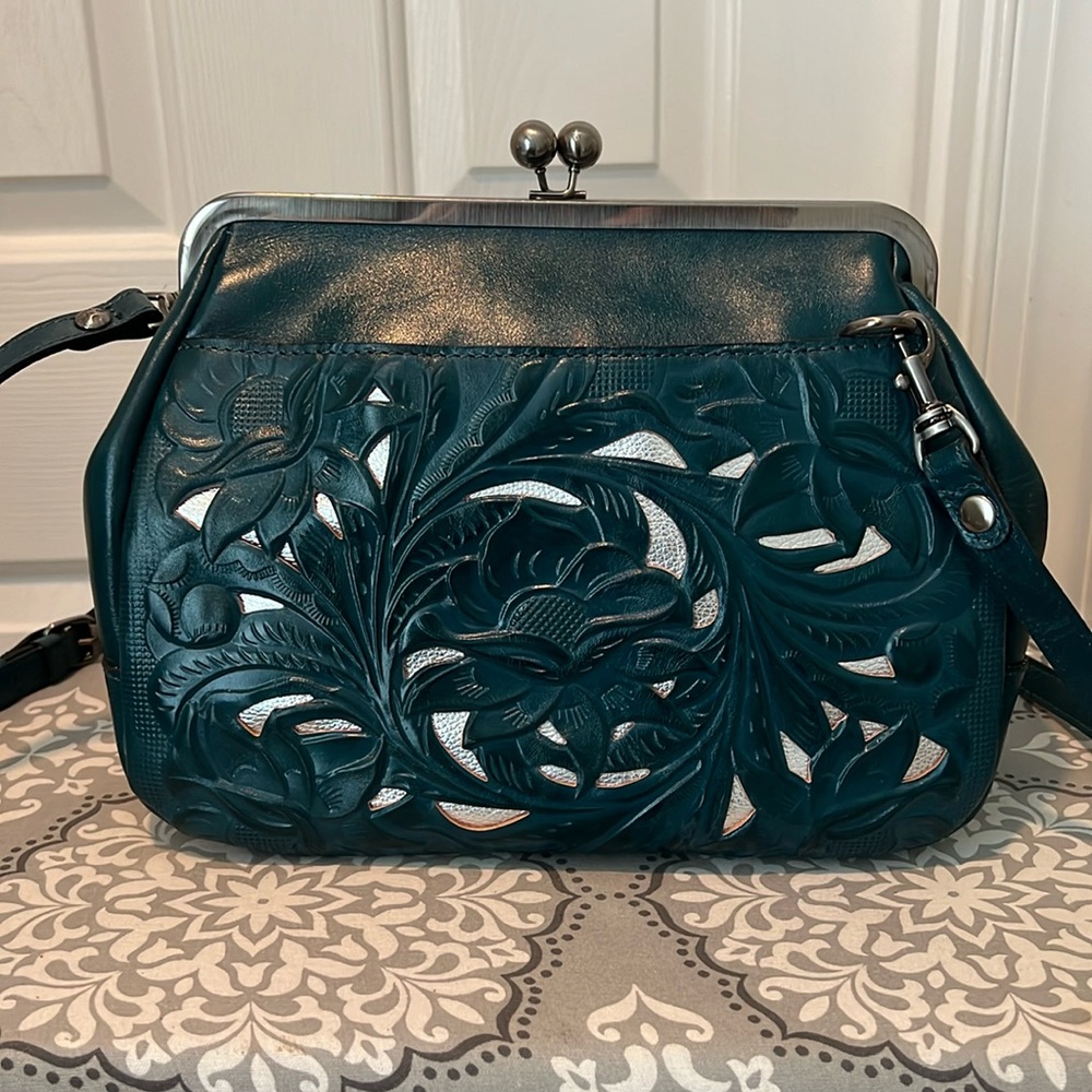 Patricia Nash Cavo Tote Teal with Metallic grain